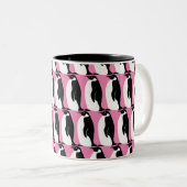 Penguin Pattern roze Black White Tweekleurige Koffiemok (Voorkant rechts)