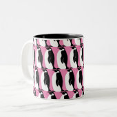 Penguin Pattern roze Black White Tweekleurige Koffiemok (Voorkant links)