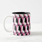 Penguin Pattern roze Black White Tweekleurige Koffiemok (Links)