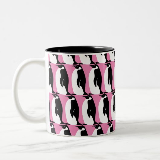 Penguin Pattern roze Black White Tweekleurige Koffiemok (Links)