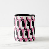 Penguin Pattern roze Black White Tweekleurige Koffiemok (Center)