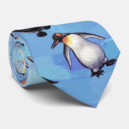 Penguin Pattern Stropdas (Opgerold)