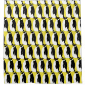 Penguin Pattern Yellow White Douchegordijn (Voorkant)