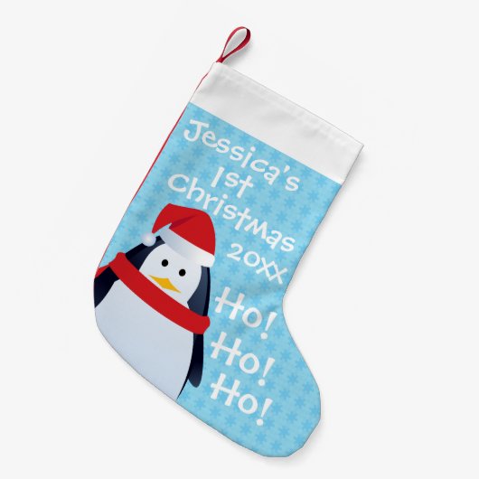 Penguin - Personalised First Christmas Kleine Kerstsok (Voorkant (Hangend))