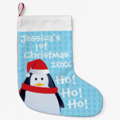 Penguin - Personalised First Christmas Kleine Kerstsok (Voorkant)