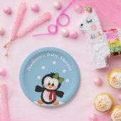 Penguin Personalized Baby shower Celebration Papieren Bordje (Feest)