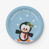 Penguin Personalized Baby shower Celebration Papieren Bordje (Voorkant)