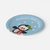 Penguin Personalized Baby shower Celebration Papieren Bordje (Gekanteld)
