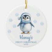 Penguin Personalized Baby's First Christmas Keramisch Ornament (Voorkant)