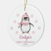 Penguin Personalized Girl's First Christmas Keramisch Ornament (Links)