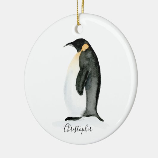 Penguin Personalized waterverf Ornament (Links)