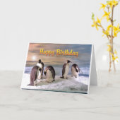 Penguin Photo Happy Birthday Kaart (Gele Bloem)