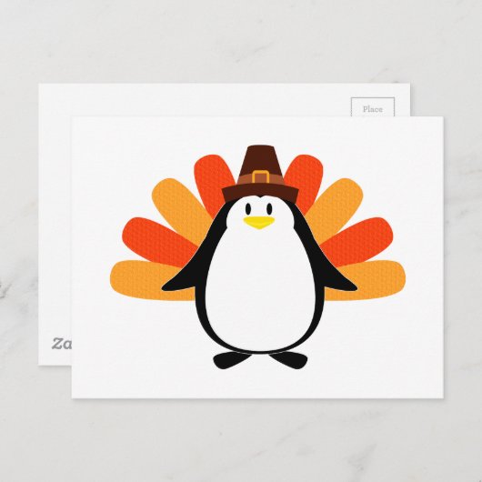 Penguin Pilgrim Turkey mash-up Briefkaart (Voorkant / Achterkant)