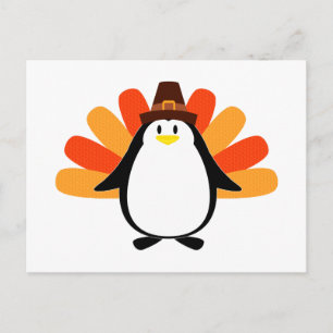 Penguin Pilgrim Turkey mash-up Briefkaart