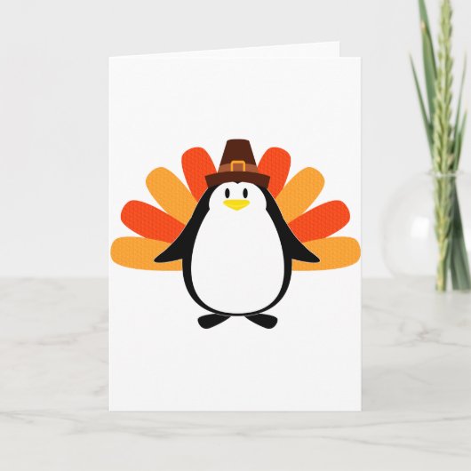 Penguin Pilgrim Turkey mash-up Feestdagen Kaart (Voorkant)
