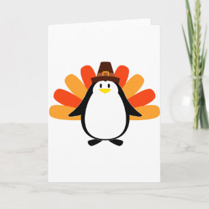 Penguin Pilgrim Turkey mash-up Feestdagen Kaart