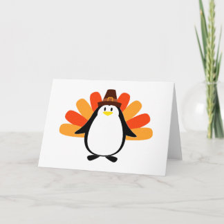 Penguin Pilgrim Turkey mash-up Feestdagen Kaart