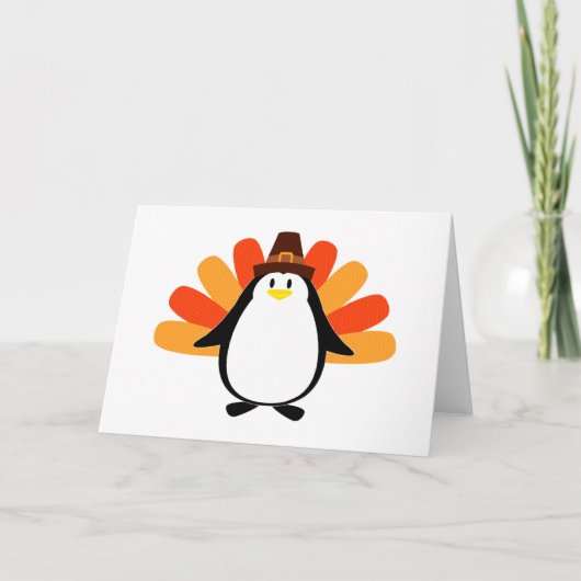 Penguin Pilgrim Turkey mash-up Feestdagen Kaart (Voorkant)