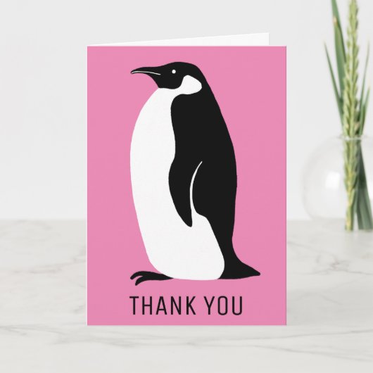 Penguin Pink Black White Hartelijk dank Kaart (Voorkant)