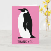 Penguin Pink Black White Hartelijk dank Kaart (Gele Bloem)