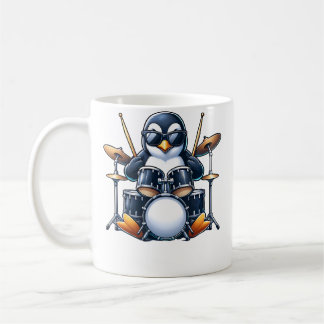 Penguin Playing Drums Rock Band Musician Funny Win Koffiemok