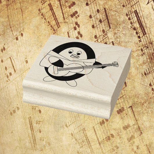 Penguin Plays Guitar Cute Rubberstempel