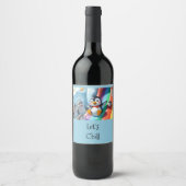 Penguin plays on a slide wijn etiket (Voorkant)