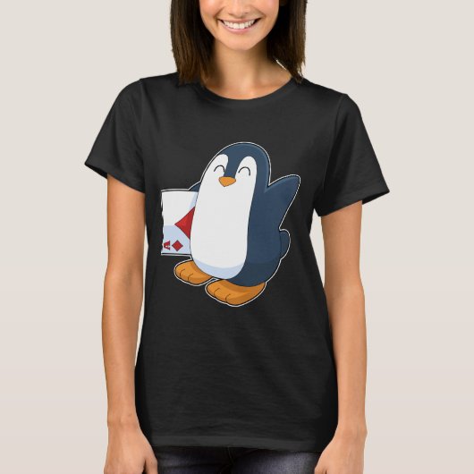 Penguin Poker kaarten Kaart spel T-shirt (Voorkant)