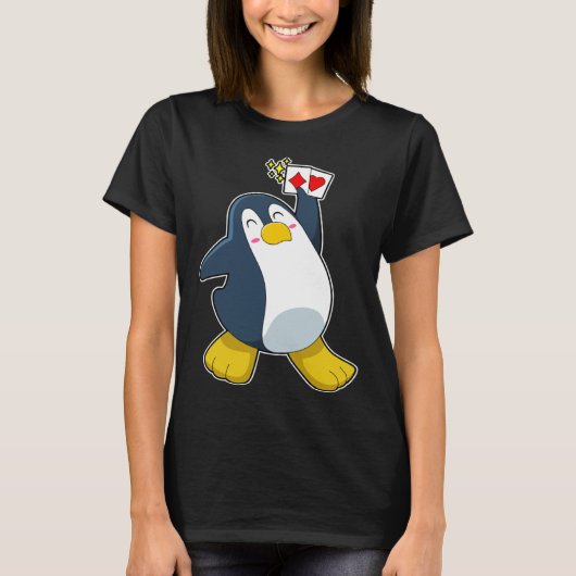 Penguin Poker Poker cards Card game T-shirt (Voorkant)