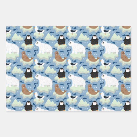 Penguin Polar Beer Seal Wrapping Paper Set van 3 (Voorkant)