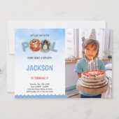 Penguin Pool Birthday Uitnodigingen met foto (Voorkant)