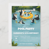 Penguin Pool Party, kinderen verjaardag Kaart (Voorkant)