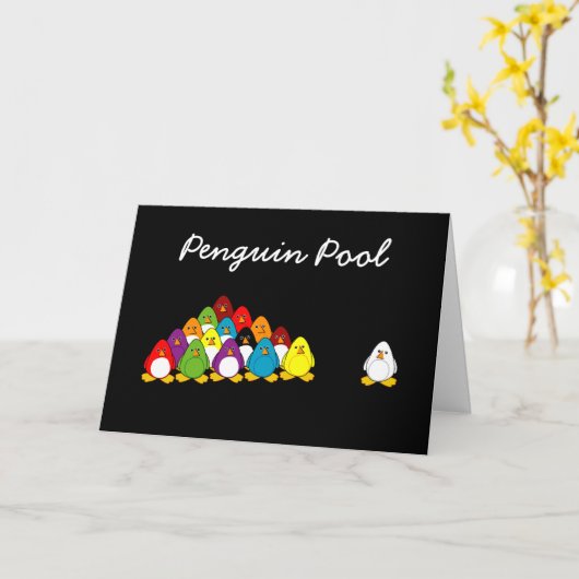 Penguin Pool (Verjaardag) Kaart (Gele Bloem)