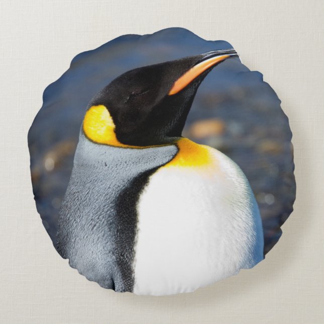 Penguin Portrait Rond Kussen (Achterkant)