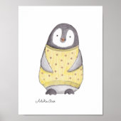 Penguin Poster Cute Happy Penguin Nursery Print (Voorkant)