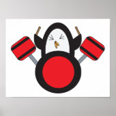 Penguin Pplay Drums Cute Poster (Voorkant)