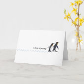 Penguin Prints Verjaardag Kaart (Gele Bloem)