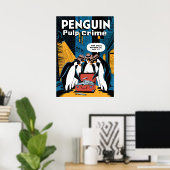 Penguin Pulp Crime Noir Grappig Ontwerp Poster (Thuiskantoor)