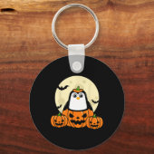 Penguin Pumpkin Moon Bats Costume Cute Easy Hallow Sleutelhanger (Voorkant)