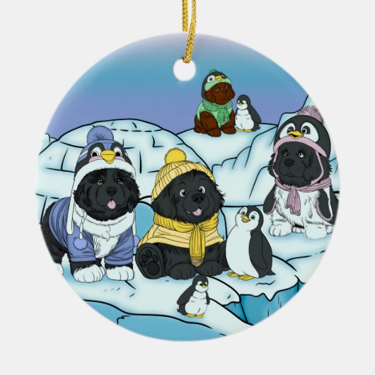 Penguin Puppy March Keramisch Ornament (Voorkant)