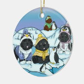 Penguin Puppy March Keramisch Ornament (Links)