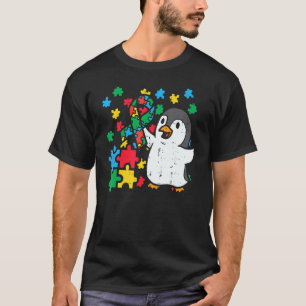 Penguin Puzzle Ribbon Cute Autism Awareness Girls T-shirt