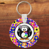 Penguin Rainbow Awareness Ribbon Sleutelhanger (Voorkant)