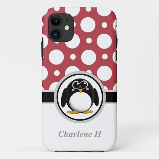 Penguin Red Assorted Polka Dots iPhone 5 Hoesje (Achterkant)