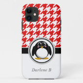 Penguin Red & White Houndstooth iPhone 5 Hoesje (Achterkant)