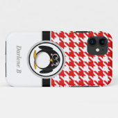 Penguin Red & White Houndstooth iPhone 5 Hoesje (Achterkant (horizontaal))