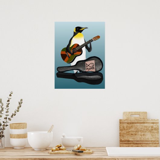 Penguin Reggae Guitar Poster (Keuken)