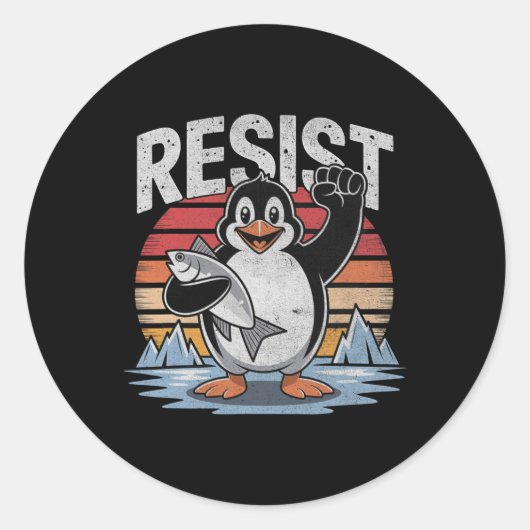 Penguin Resist Tariffs Penguins Mannen Vrouwen Ant Ronde Sticker (Voorkant)