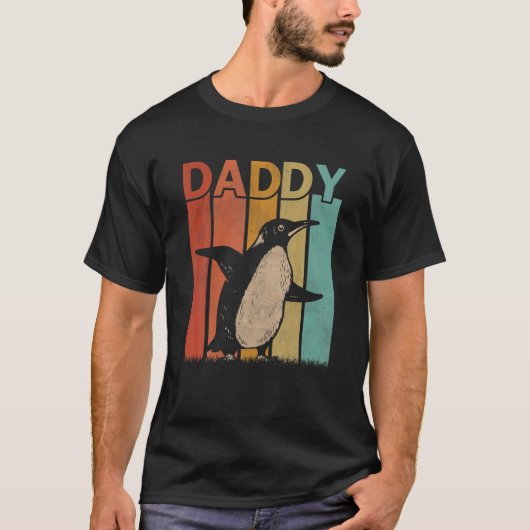 Penguin Retro Style Papa Grafisch vaders T-shirt (Voorkant)