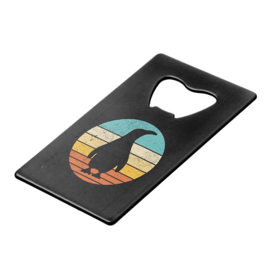 Penguin Retro  Sunset Creditkaart Flessenopener (Voorkant Gekanteld)